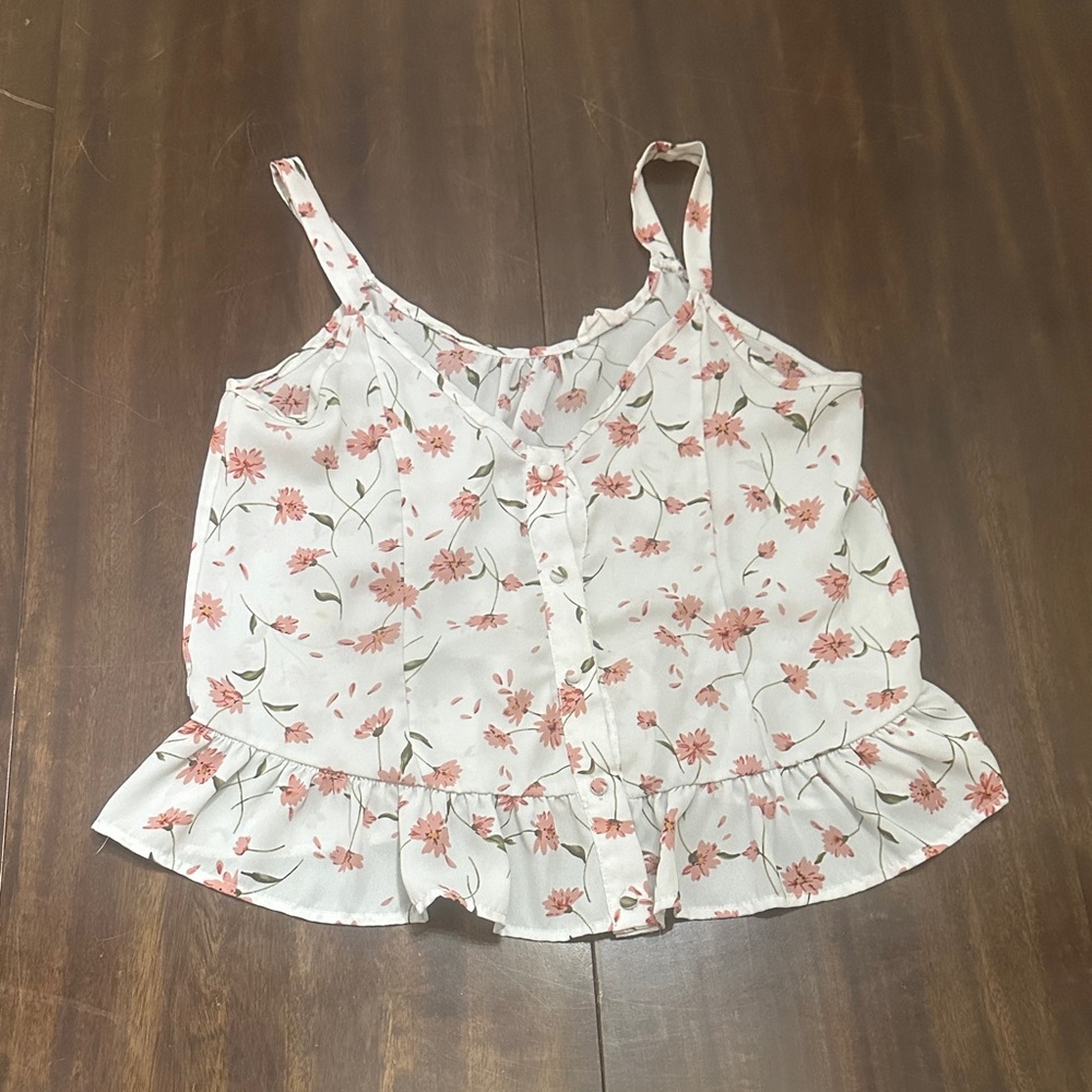 Sienna Sky Cream and Pink Floral Tank Top